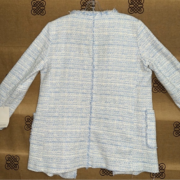 Zara NWT! Blue Kate Middleton Style Tweed Jacket In Light Blue Size L - Picture 13 of 16